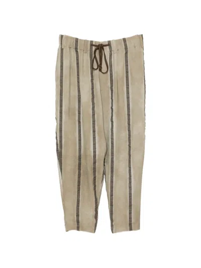 Uma Wang Striped Tapered Trousers In Brown