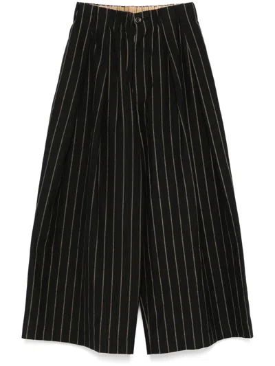 Uma Wang Striped Torusers In Black