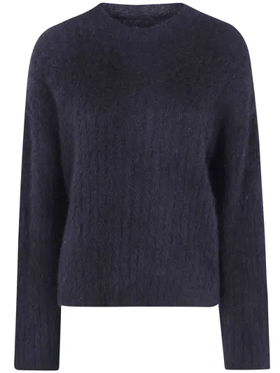 Uma Wang Sweater Fluffy Wool Crewneck In Black