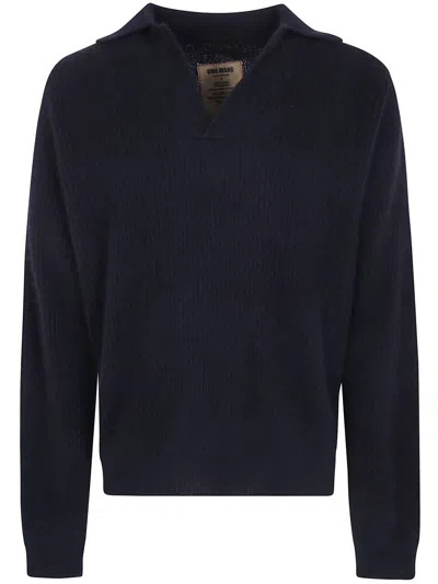 Uma Wang Long-sleeve Polo Shirt In Blue