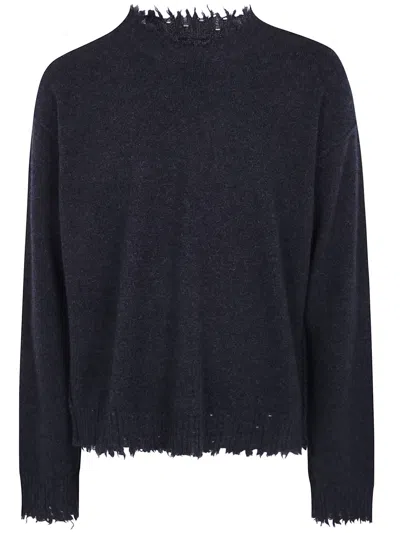 Uma Wang Sweater Plain Ws Round Neck Top In Black