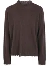 Uma Wang Sweater Torn Edge "plain Ws" In Brown