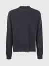 Uma Wang Basic Crew Neck Sweater With Distressed Hem In Black