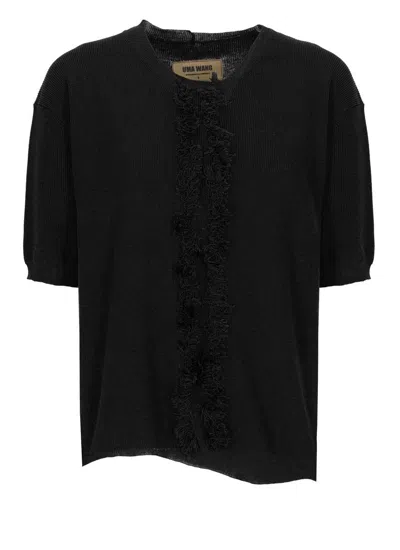 Uma Wang Fringed Ribbed Sweater In Black