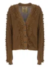 Uma Wang Fringe-detail V-neck Cotton Cardigan In Brown
