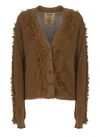 Uma Wang Fringe-detail V-neck Cotton Cardigan In Brown