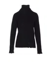 Uma Wang Knitwear Turtleneck Ribbed Distressed Hem Long Sleeves In Black