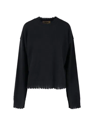 Uma Wang Round Neck Sweater In Black