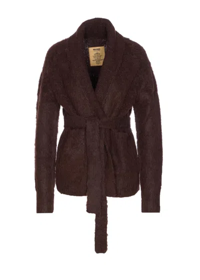 Uma Wang Long-sleeved Cardigan In Burgundy