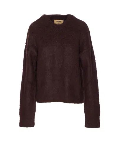 Uma Wang Crewneck Knitwear Textured Fabric In Brown
