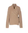 Uma Wang Wrap Cardigan With Belted Waist And Bow In Brown