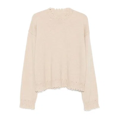 Uma Wang Cashmere Sweater With Fringed Hem In Neutral