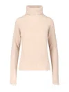 Uma Wang High Neck Turtleneck Knitwear With Distressed Ribbed Texture In Neutral