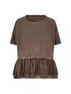 Uma Wang Round Collar And Trumpet T-shirt In Brown