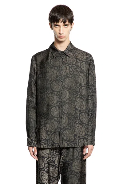 Uma Wang Tab Printed Shirt In Black