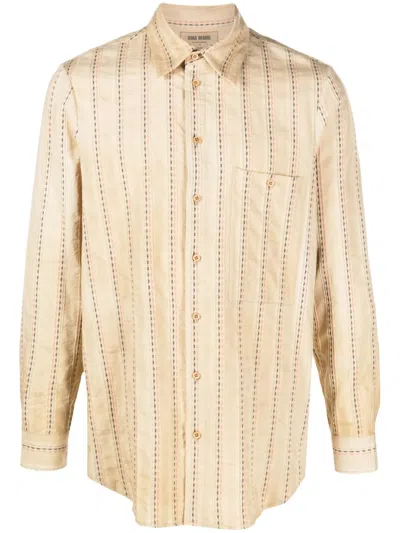 Uma Wang Oversize Cotton Tab Shirt In Neutral