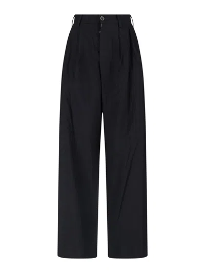 Uma Wang Black High-waisted Wide-leg Linen Trousers