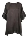 Uma Wang Ruffle Detailed Top In Brown