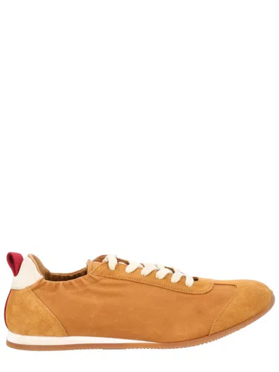 Uma Wang Tan Minimalist Suede Accent Leather Sneakers In Brown