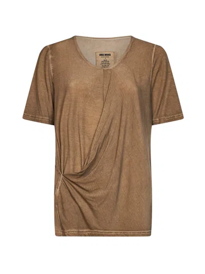 Uma Wang Tan Stretch Jersey Draped Trap Top In Brown