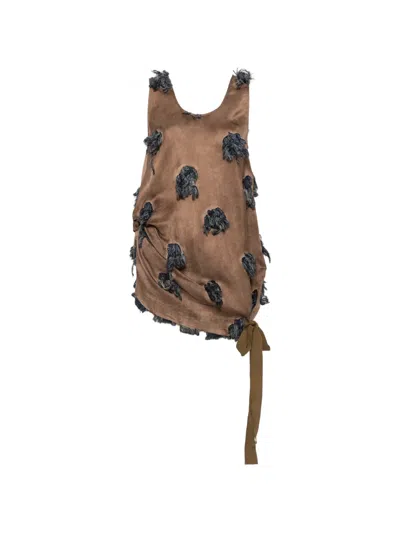 Uma Wang Tara Fringed-embellishment Top In Brown