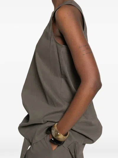 Uma Wang Tara Linen Blend Top In Gray