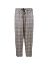 Uma Wang Plaid Drawstring Trousers In Blue