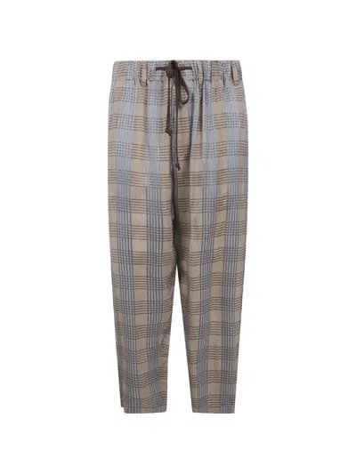 UMA WANG TARTAN DRAWSTRING TROUSERS