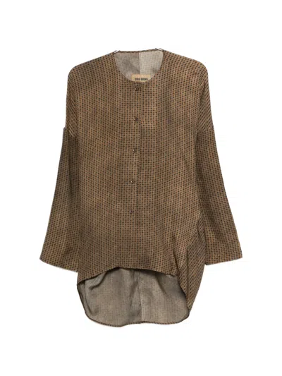 Uma Wang Tate Geometric-pattern Shirt In Brown