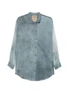 Uma Wang Buttoned Gradient Silk Shirt In Blue