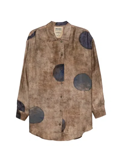 Uma Wang Teays Print Shirt In Brown