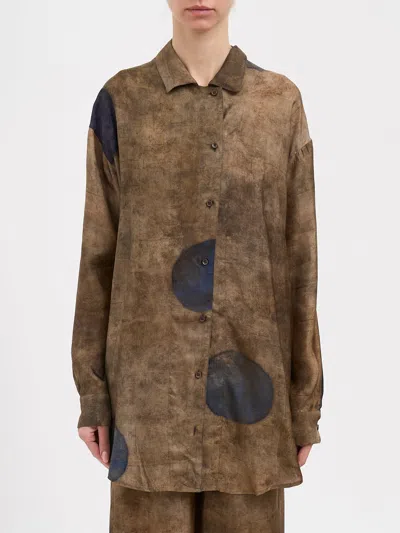 Uma Wang Teays Shirt In Viscose And Cupro In Brown