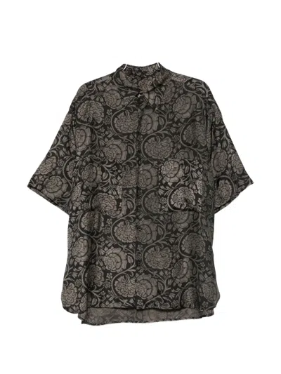 Uma Wang Teorya Floral-print Shirt In Black