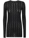 Uma Wang Sheer Lace Long Sleeve Round Neck Top