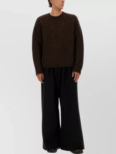 Uma Wang Textured Knit Sweater Long Sleeves In Black
