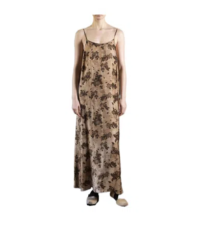 Uma Wang Thinstrap Maxi Dress In Brown