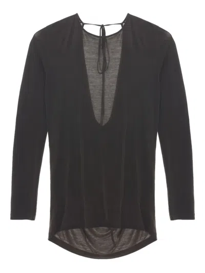 Uma Wang Tie-back Long-sleeve Top In Gray