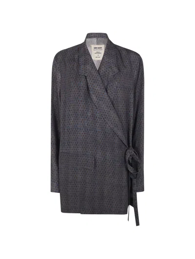 Uma Wang Tie-fastening Jacket In Blue