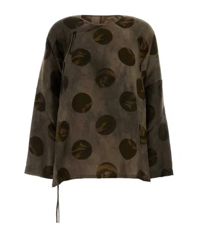 Uma Wang Tie-front Cover-up In Brown