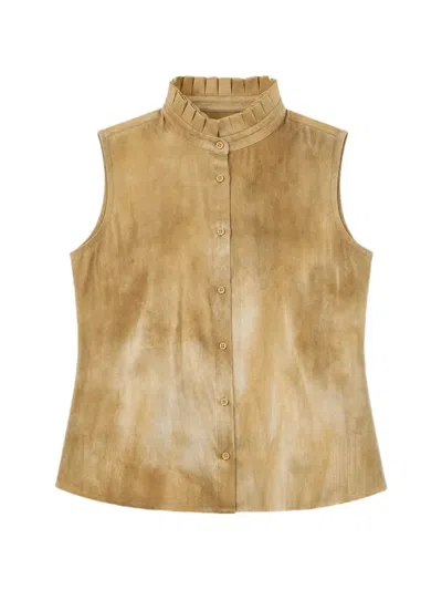 Uma Wang Tina Ruffled-collar Top In Multi