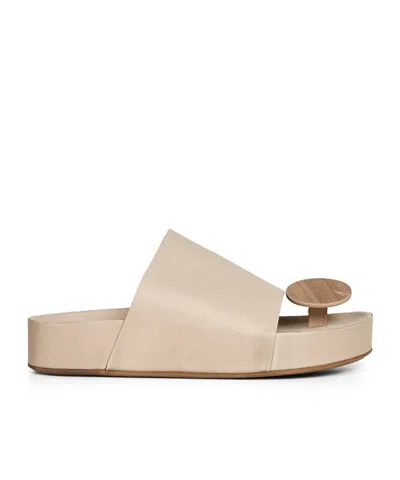 Uma Wang Toe Round Head Slippers In Neutral