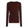 Uma Wang Omens Dark Red Twist Long-sleeves Stretch-woven Top In Brown