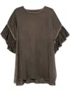 Uma Wang Ruffle Detailed Top In Brown