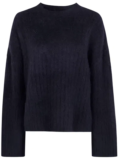 Uma Wang Alpaca Wool Crewneck Sweatshirt In Blue