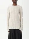 Uma Wang Sheer Textured Round Neck Long Sleeve Top In White