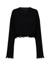 Uma Wang Cropped Ribbed Knitwear Top With Long Sleeves In Black