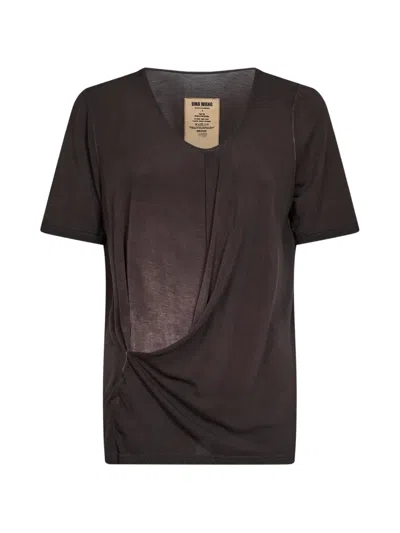 Uma Wang Trap Asymmetric Draped T-shirt In Black