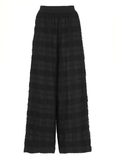 Uma Wang Wide Leg Trousers Check Pattern In Black