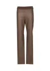 Uma Wang Stretch Leather Trousers Elastic Waist In Brown