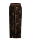 Uma Wang Wide Leg Velvet Trousers With Abstract Print In Brown